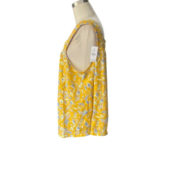 Loft Yellow Smocked Pullover Tank Floral Sleeveless NEW Shirt Womens size XL - Picture 4 of 11